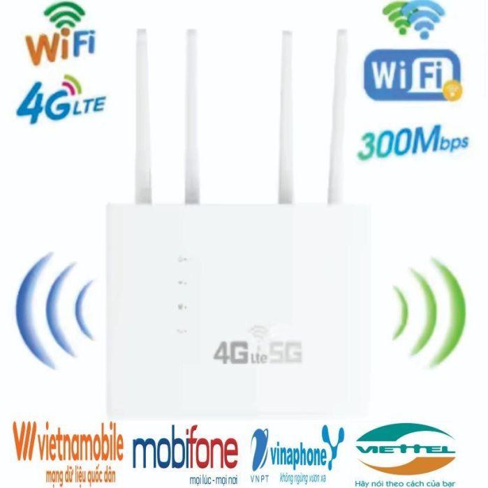 Bộ Phát Wifi 4G-5G Dùng Sim Đc Tất Cả 4 Mạng Sim Viettel, Vietnammobi, Vina, Mobi, 4 Râu, 4 Cổng Lan